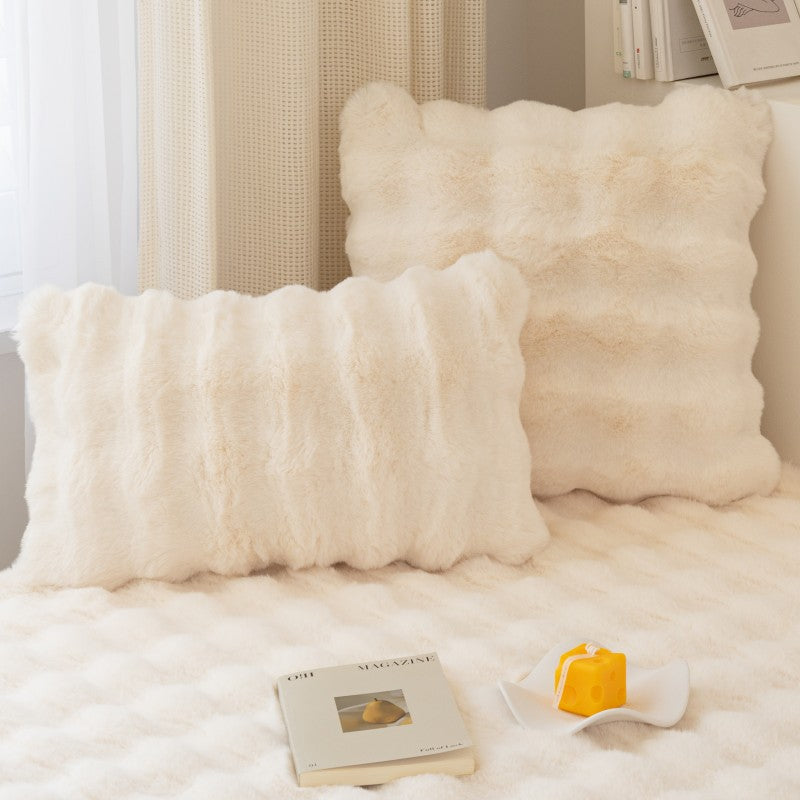 French Cream Bubble Massage Plush Window Cushion Mat