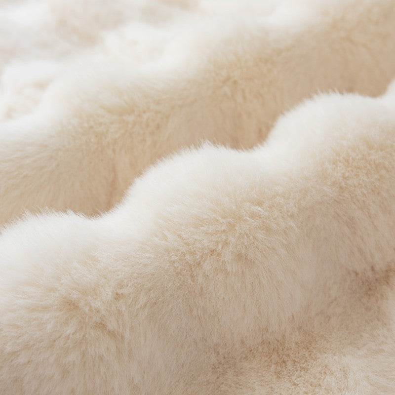 French Cream Bubble Massage Plush Window Cushion Mat